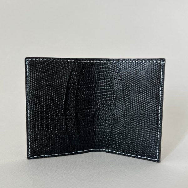 porte carte cuir noir lézard maroquinerie luxe