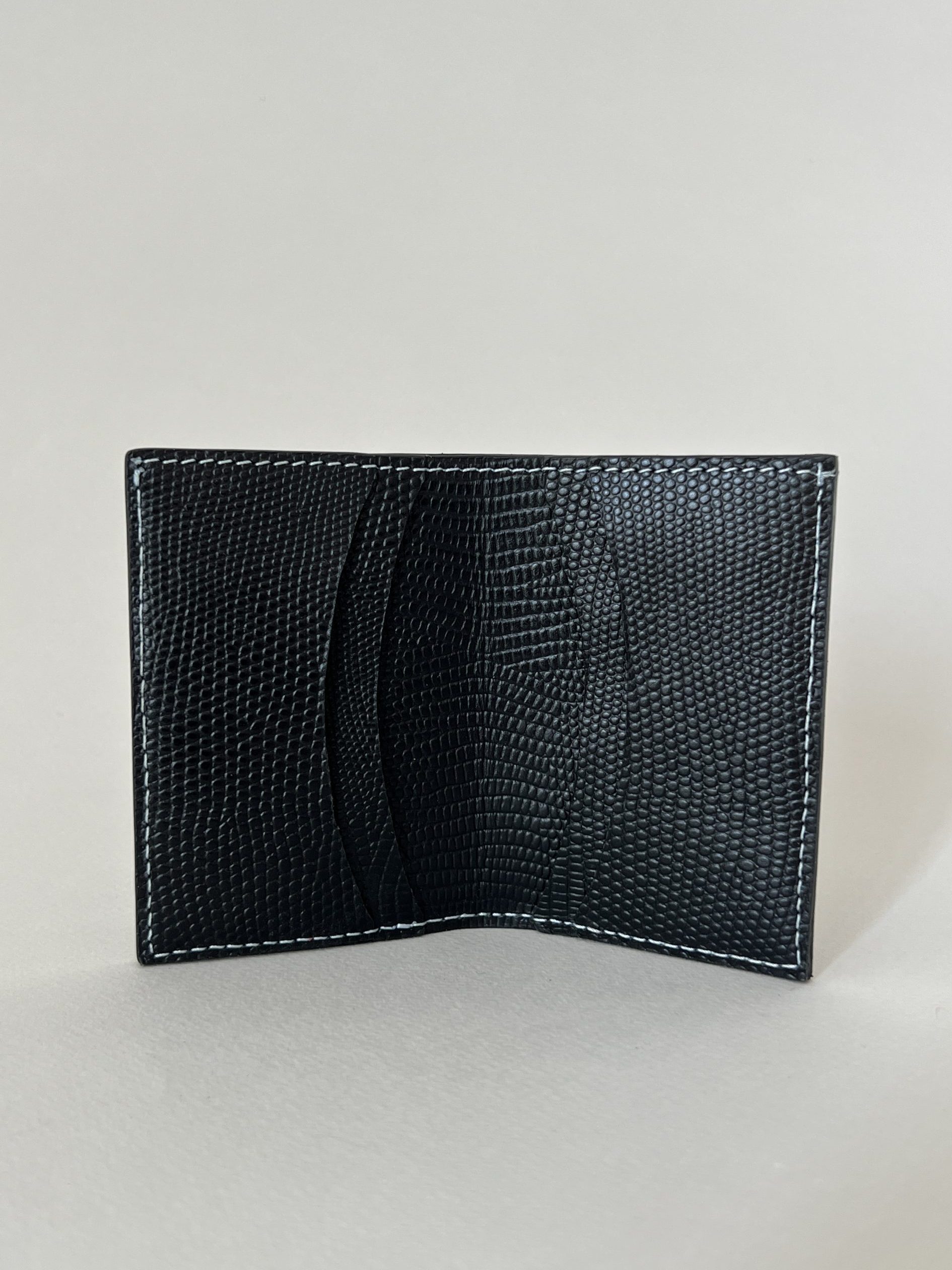 porte carte cuir noir lézard maroquinerie luxe